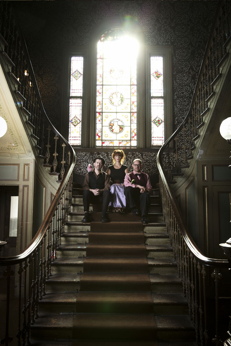 Bush Gothic sitting in a stairwell